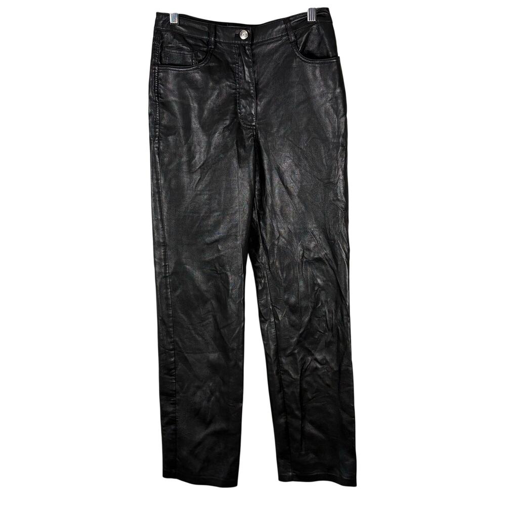 Aritzia Wilfred Black Faux Leather High Waisted Pants Straight Leg Women's 4